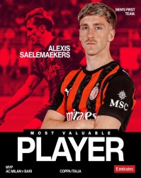 3次关键传球！萨勒马科尔斯当选意杯首轮米兰队内最佳球员